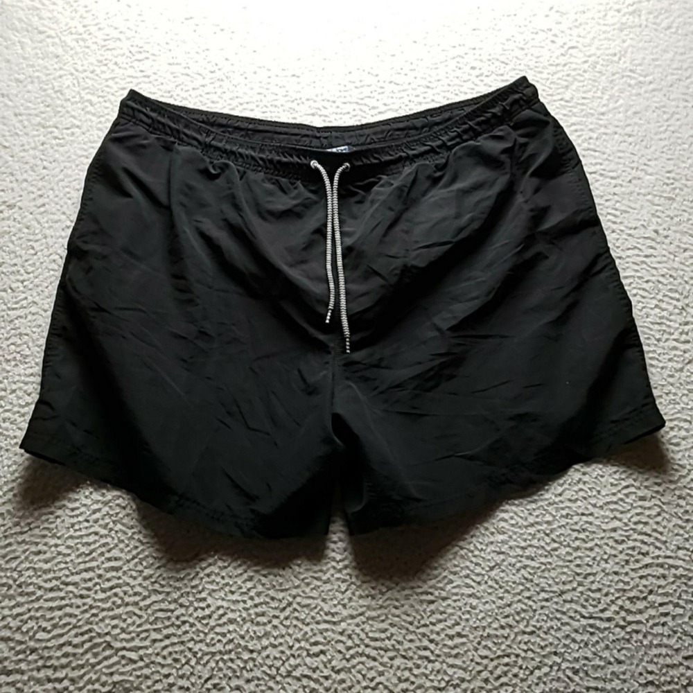 Basic Editions Swim Trunks Mens 3XL Black Lined Waist Drawstring Quick Dry
